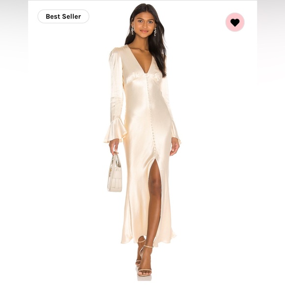 Shona Joy Dresses & Skirts - Shona Joy La Lune Frill Cuff Bias Midi Dress in Cream size 4